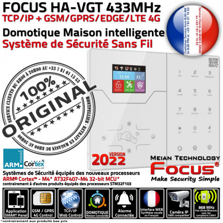 Sirène Surveillance Maison Smart 3G HA-VGT Garage Cabinet 433 Connecté Alerte Phone FOCUS Bureaux MHz 4G Meian Logement Alarme Réseau
