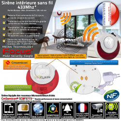 MD Sirène Connecté LED Alarme Système Centrale 433 Intérieure FOCUS Meian MHz FLASH GSM Sécurité Reseau Fil 214R 433MHz Sans MD-214R Connectée