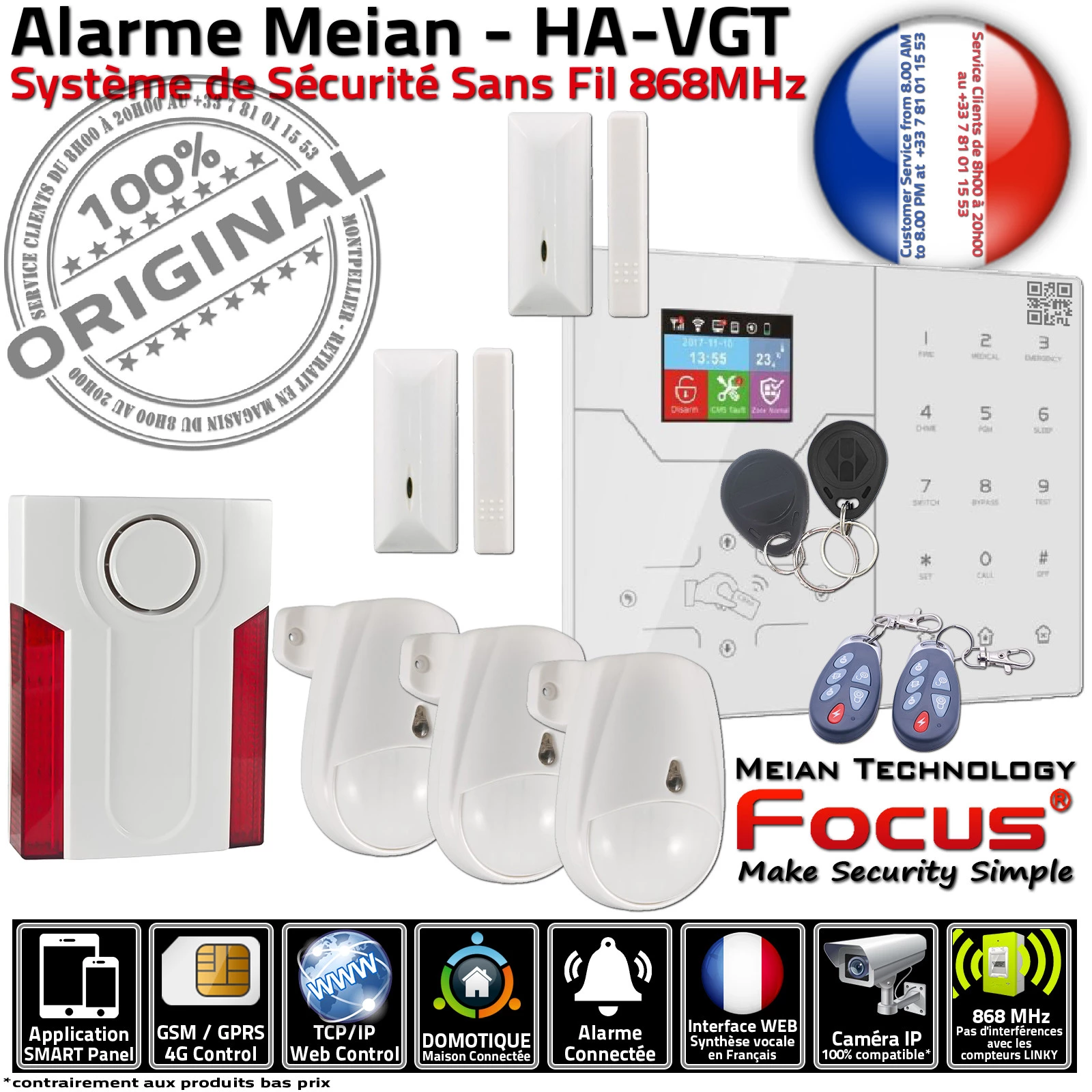 HA-VGT Alarme Meian FOCUS pour Maison 3 pièces