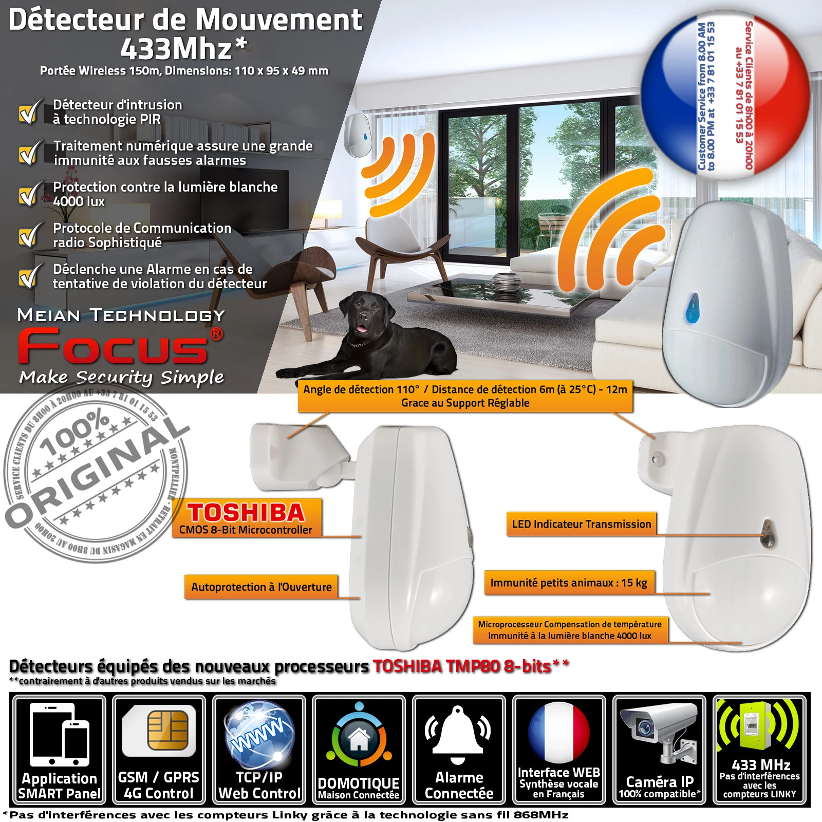 MC-335R DMT 433MHz Détecteur de Mouvement Immunité Animaux Passif PIR Infrarouge